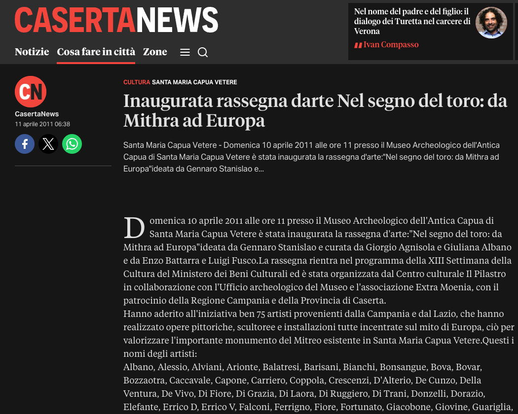 Nel segno del toro: da Mithra ad Europa – Inaugurazione